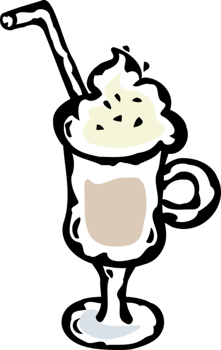 Vector Illustration of Dessert Milkshake Drink with Straw