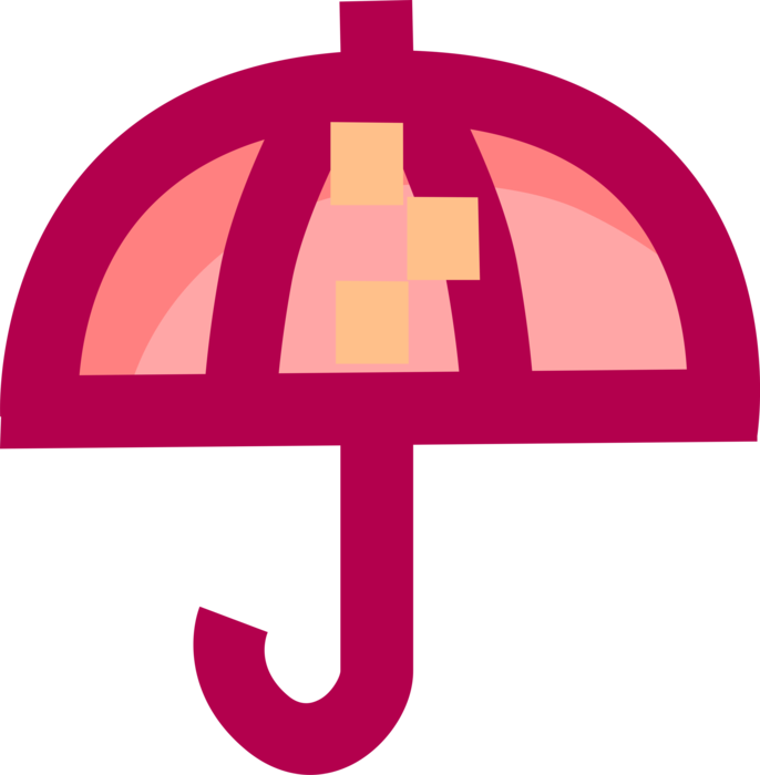 Vector Illustration of Umbrella or Parasol Provides Protection from Inclement Weather Rain or Bright Sunlight