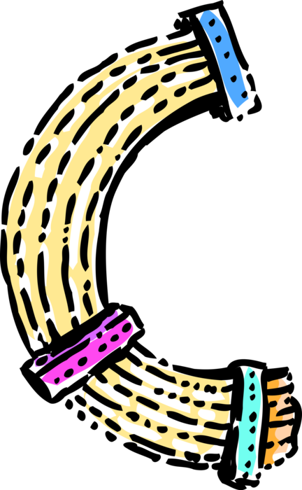 Vector Illustration of Alphabet Written Symbol Consonant Letter C Telecommunications Computer Cable