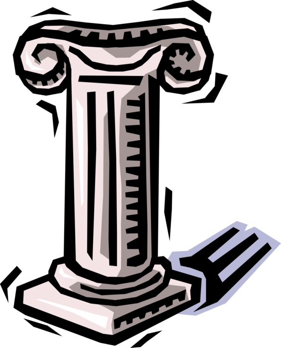 Vector Illustration of Ancient Classic Greek Architecture Ionic Order Column Pedestal with Capital Volutes