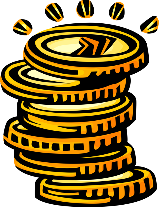 Vector Illustration of Stack of Valuable Metal Coins as Medium of Exchange or Legal Tender