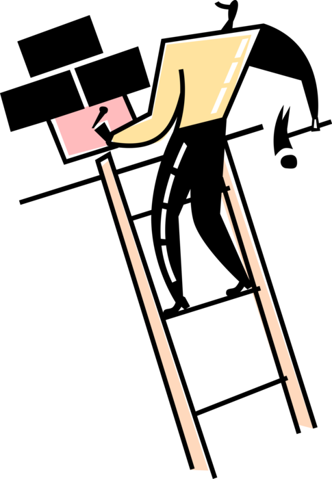 Vector Illustration of Construction Roofers Replace Roof Shingles with Hammer and Roofing Nails