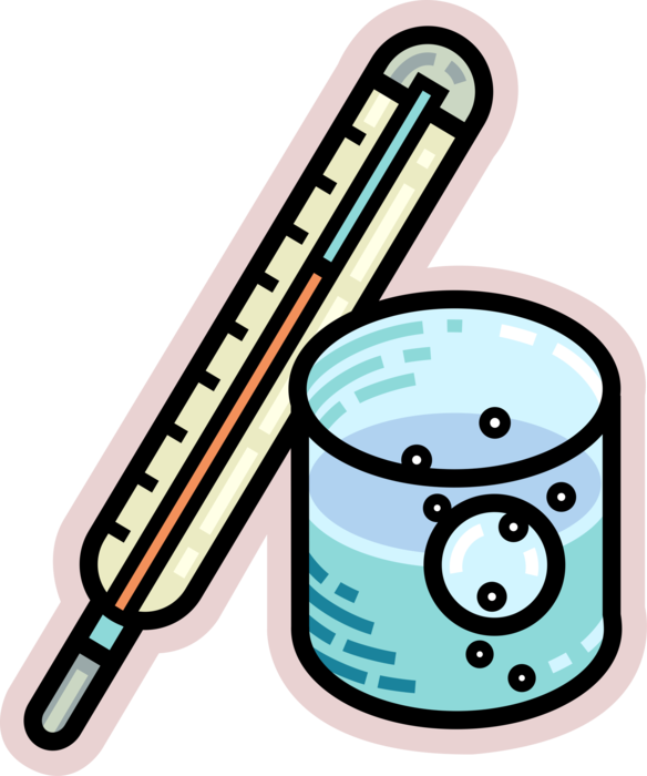 Vector Illustration of Thermometer for Taking Patient's Temperature with Glass of Water and Medical Pill Medicine