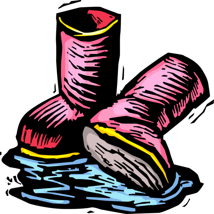 Vector Illustration of Waterproof Rubber Boots Footwear