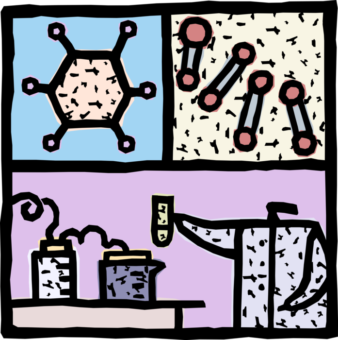 Vector Illustration of Laboratory Research Scientist Studies Microbiology Microscopic Organisms