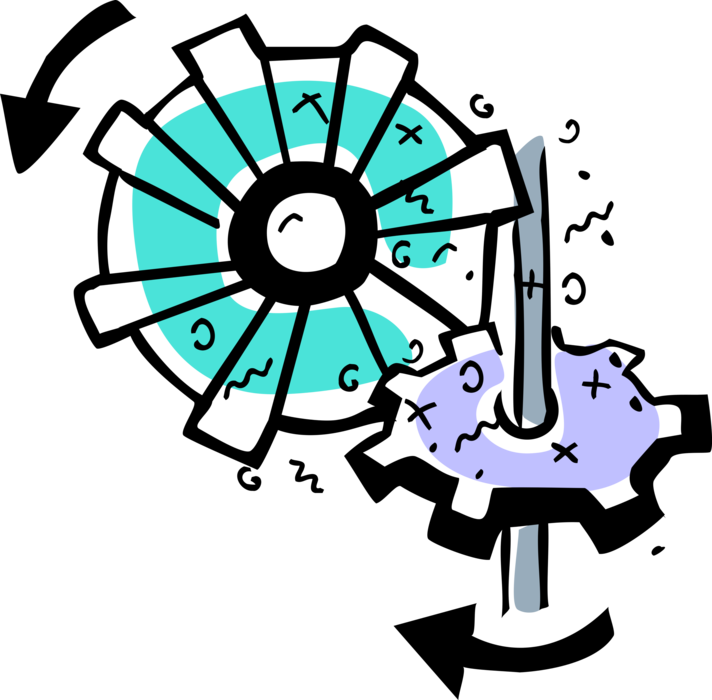 Vector Illustration of Gear Cogwheel Rotating Machine Mechanism with Cut Teeth or Cogs