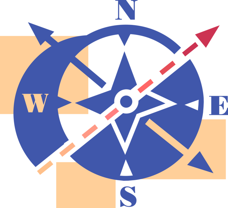 Vector Illustration of Magnetic Compass for Navigation and Finding Direction in Motion