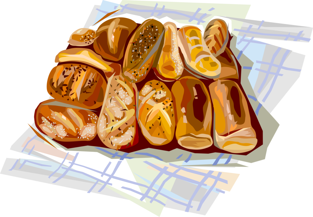 Vector Illustration of French Bakery Baked Bread Loaves