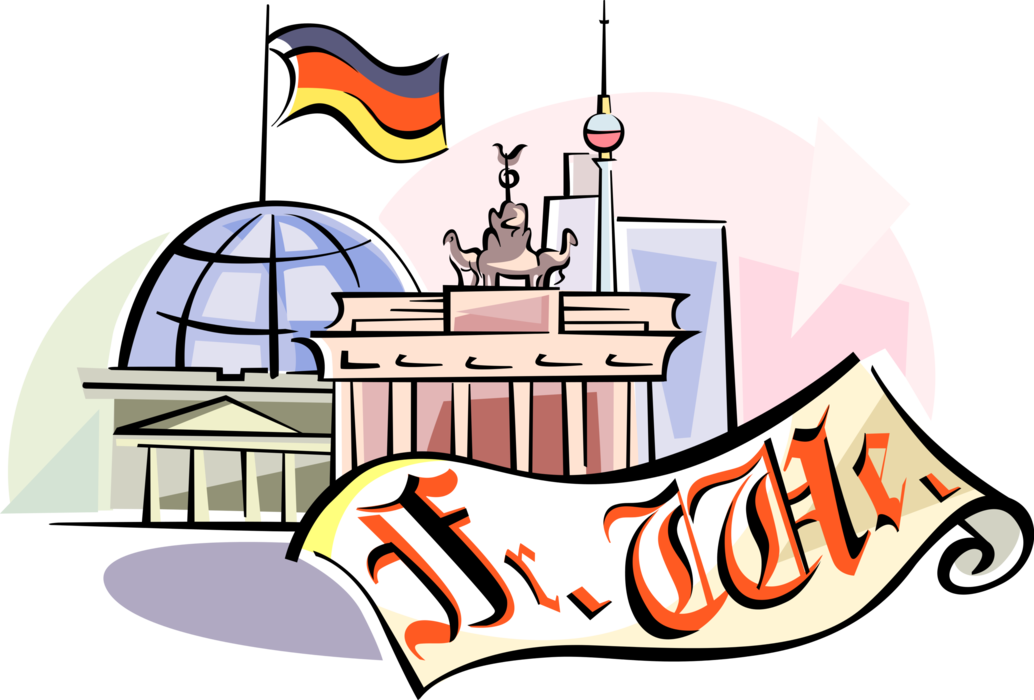 Vector Illustration of German Landmarks Montage, Berlin, Germany