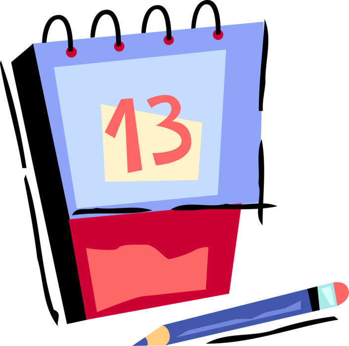 Vector Illustration of Calendar Organizes Days for Social, Religious, Commercial or Administrative Purpose with Pencil