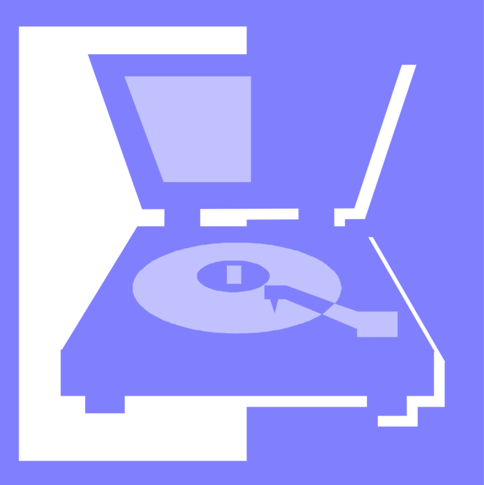 Vector Illustration of Phonograph Record Player Turntable Plays Vinyl Records