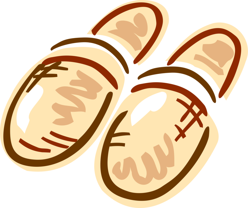 Vector Illustration of Slip-On Bedroom Slippers Footwear