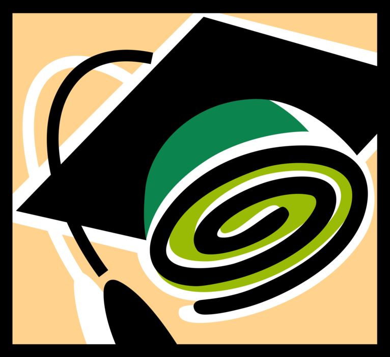 Vector Illustration of Spiral Sacred Symbol of Evolving Life Journey with High School, College, University Graduation Mortarboard Cap