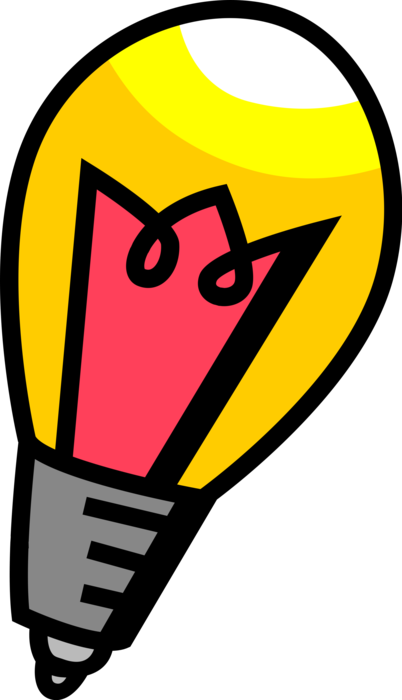 Vector Illustration of Electric Light Bulb Symbol of Invention, Innovation, Inspiration and Good Ideas