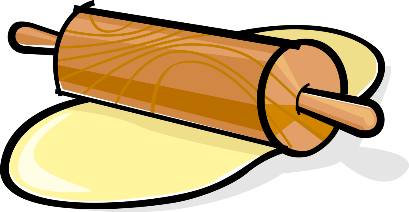 Vector Illustration of Baker's Rolling Pin with Bread Dough