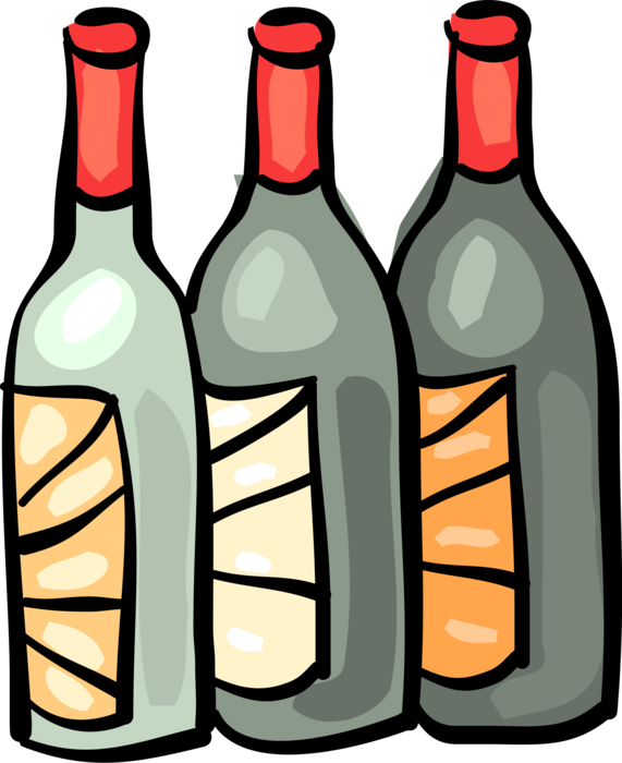 Vector Illustration of Alcohol Beverage Wine Bottles