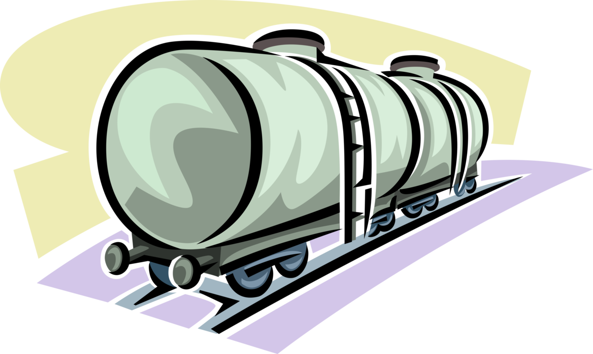 Vector Illustration of Rail Transport Locomotive Railway Train Railcar Liquid Tank Car