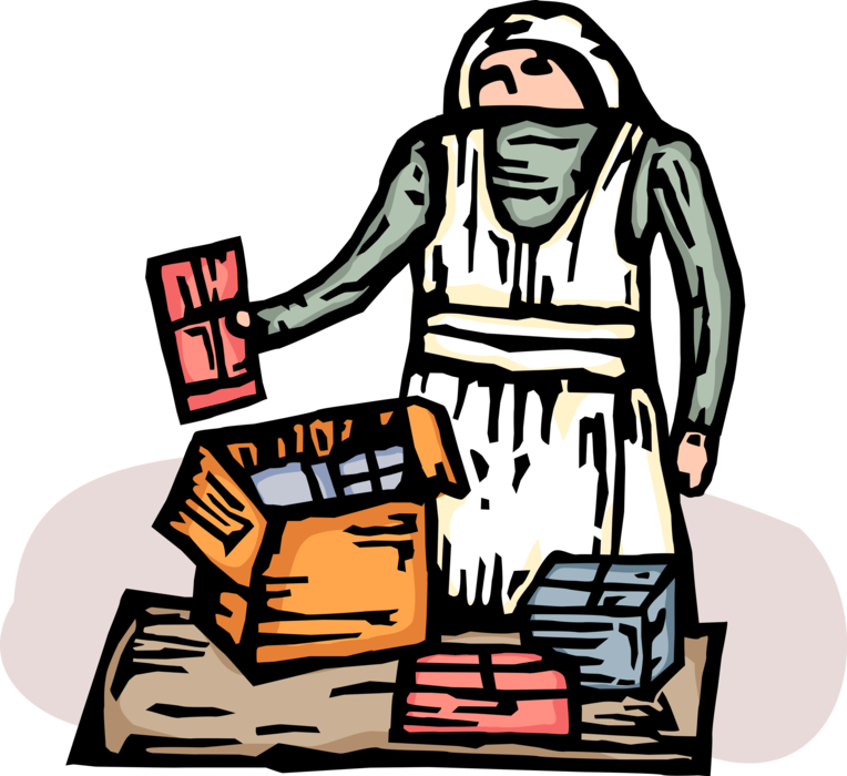 Vector Illustration of Volunteer Working in Food Bank Packages Food Helping the Needy and Disadvantaged