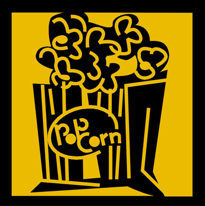 Vector Illustration of Popping Corn Popcorn Snack Food Eaten in Movie Theater or Theatre