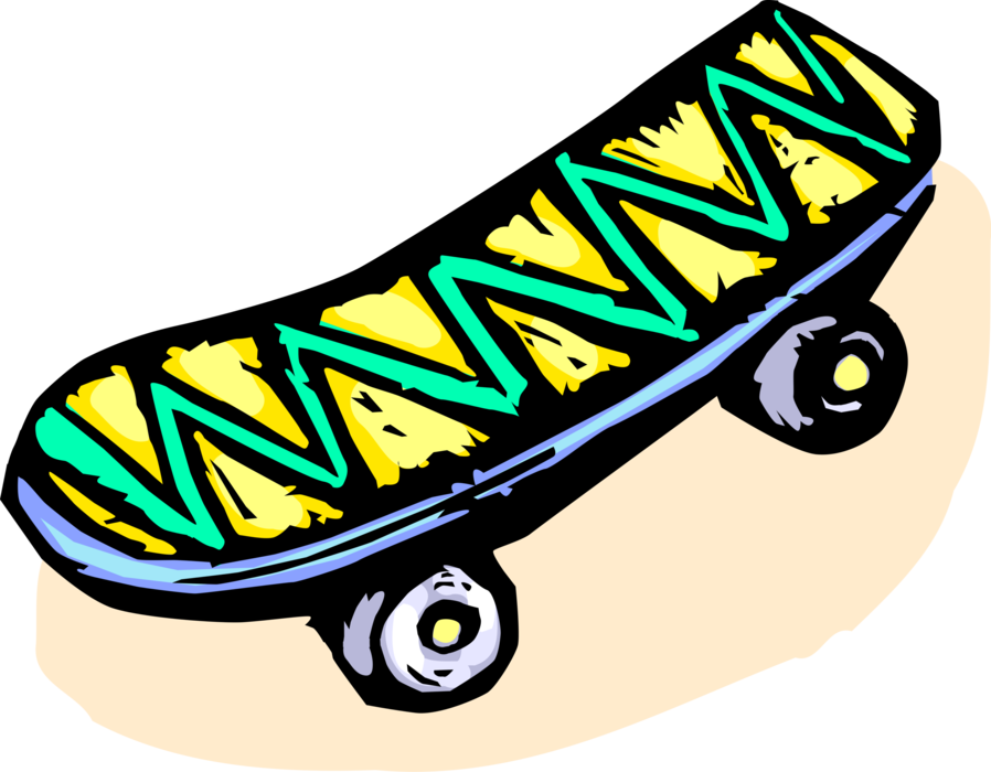 Vector Illustration of Sports Equipment Skateboard on Wheels