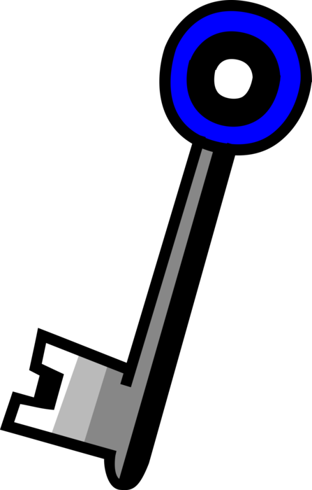 Vector Illustration of Security Key Unlocks Padlock Lock Mechanical Fastening Device