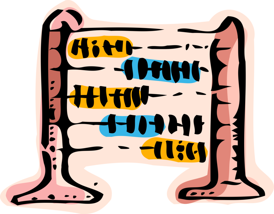 Vector Illustration of Abacus Counting Bead Frame Calculating Tool