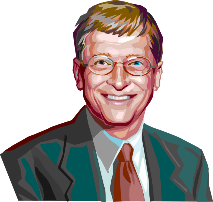 Vector Illustration of Bill Gates American Business Magnate, Investor, Author and Philanthropist Microsoft Founder