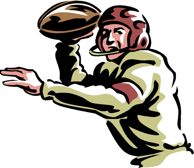 Vector Illustration of Football Quarterback Throws Pass During Game