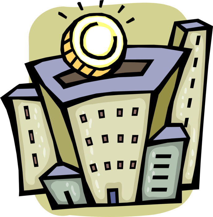 Vector Illustration of Commercial Real Estate Financial Investment with Cash Money Coin