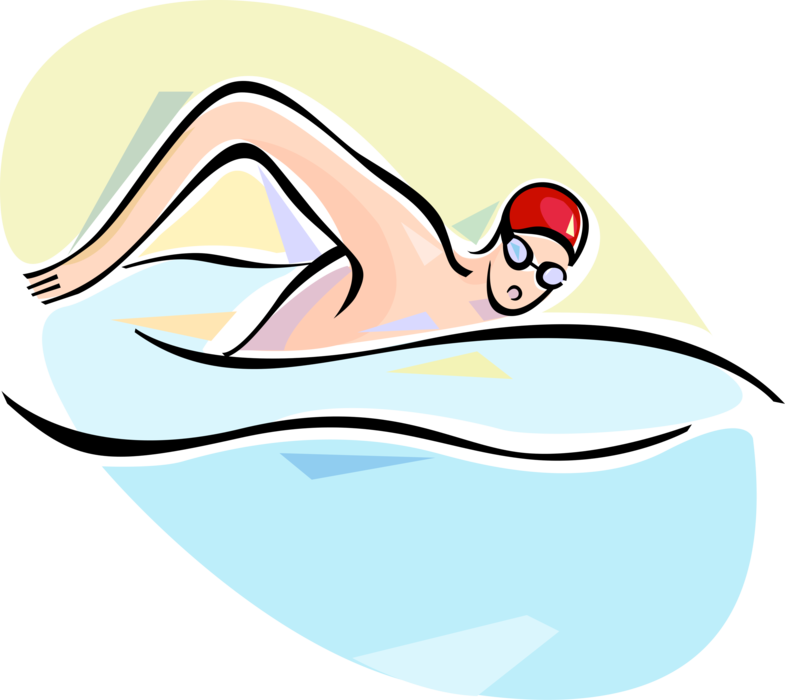 Vector Illustration of Competitive Swimmer Swims in Competitive Swimming Meet