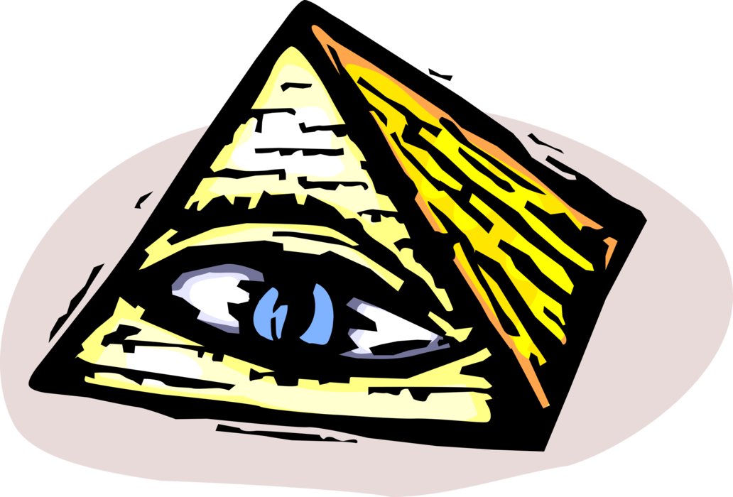 Vector Illustration of Ancient Egyptian Pyramid with Eye of Providence All Seeing Eye Symbol
