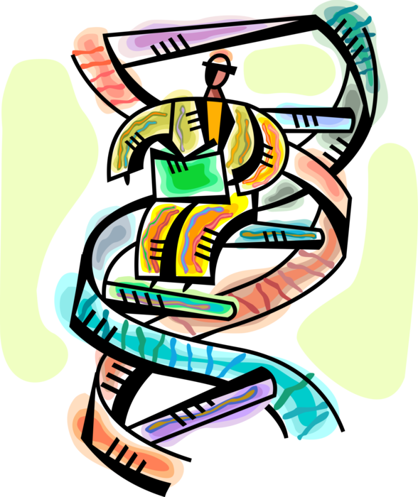 Vector Illustration of Geneticist Biologist Studies Genes, DNA Molecule that Carries Genetic Instructions