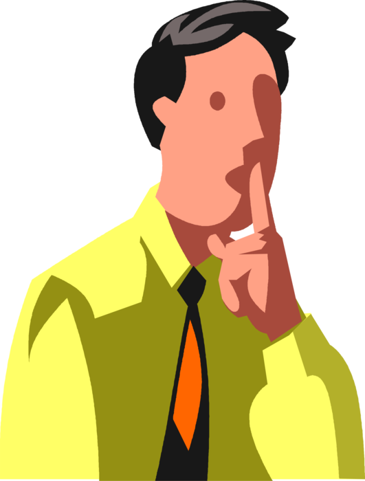 Vector Illustration of Businessman Keeps Secret and Hides Information on "Need to Know" Basis