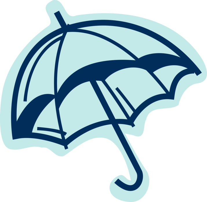 Vector Illustration of Umbrella or Parasol Provides Protection from Inclement Weather Rain or Bright Sunlight