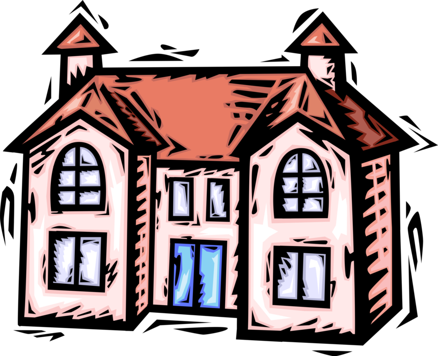 Vector Illustration of Family Home or Residence House Dwelling
