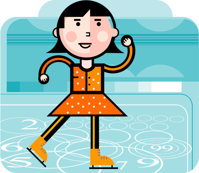 Vector Illustration of Businesswoman Figure Skater Has All the Right Moves