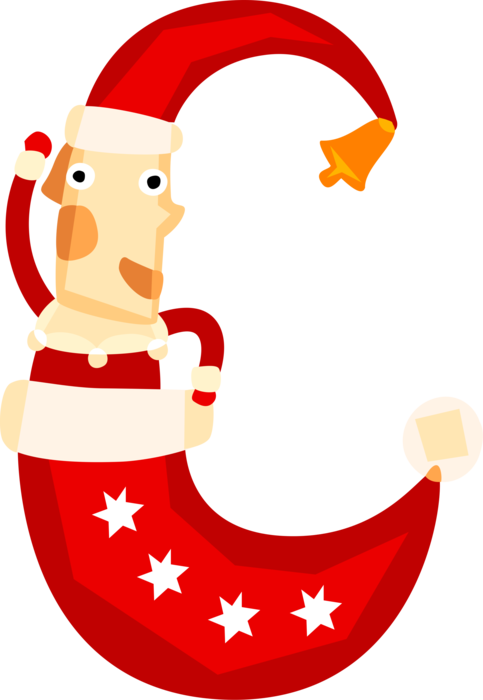 Vector Illustration of Santa Claus, Saint Nicholas, Saint Nick, Father Christmas, in Stocking