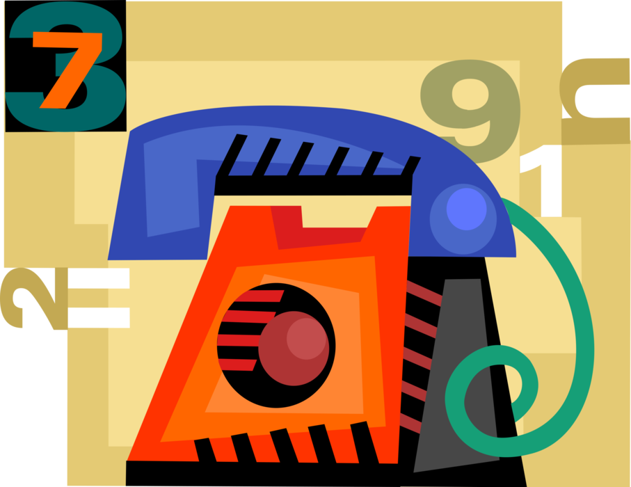 Vector Illustration of Home Phone Telecommunications Device Telephone Enables Direct Conversation