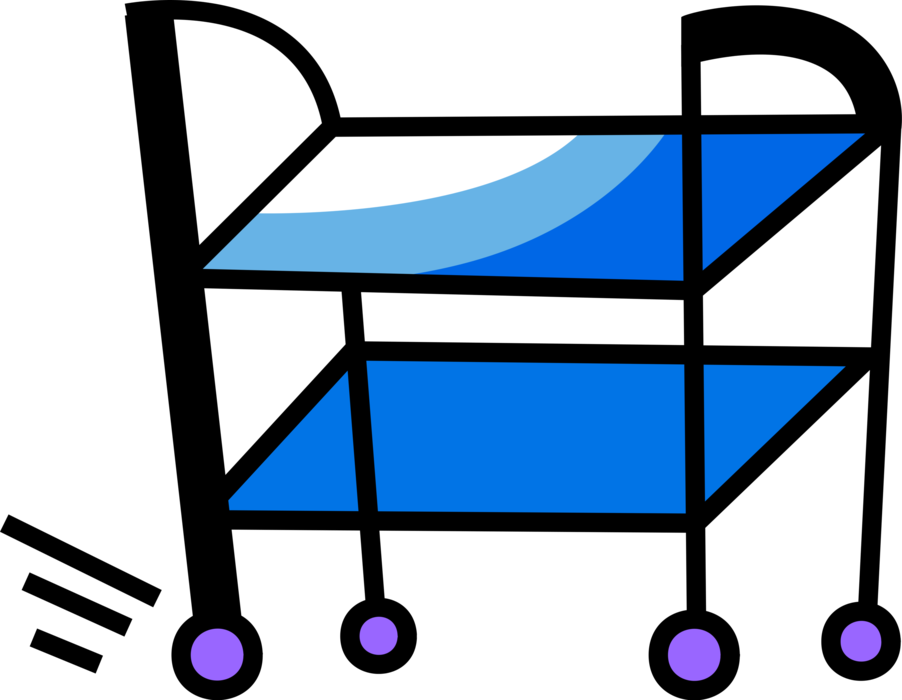 Vector Illustration of Mobile Serving Cart Shelves on Wheels