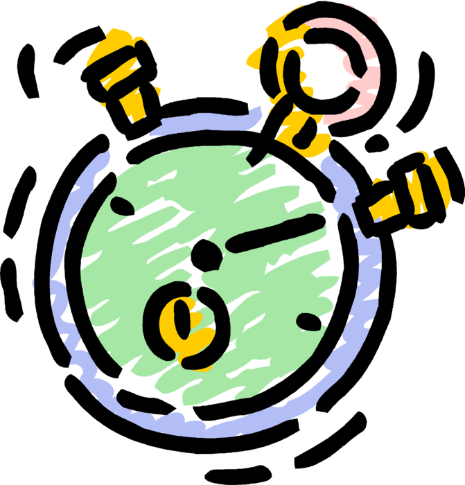 Vector Illustration of Stopwatch Handheld Timepiece Measures Elapsed Time