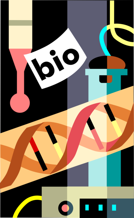 Vector Illustration of Geneticists Analyze Chromosomes and DNA Molecule Carrying Genetic Instructions