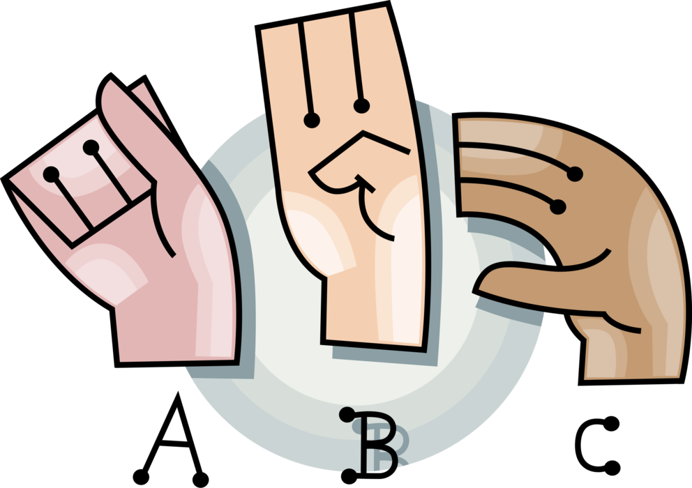 Vector Illustration of Hand Gestures Manual Communication Sign Language used by the Deaf