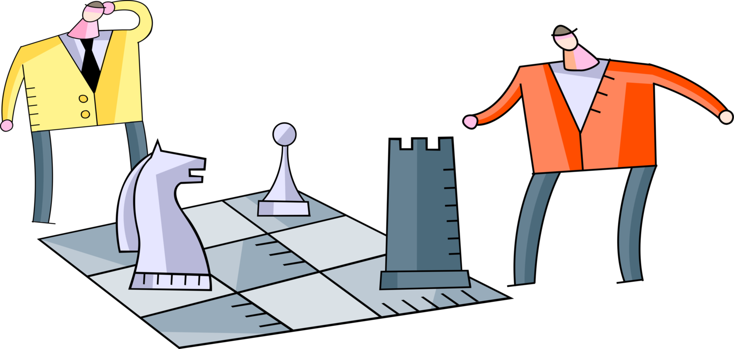 Vector Illustration of Strategic Game of Chess on Chessboard