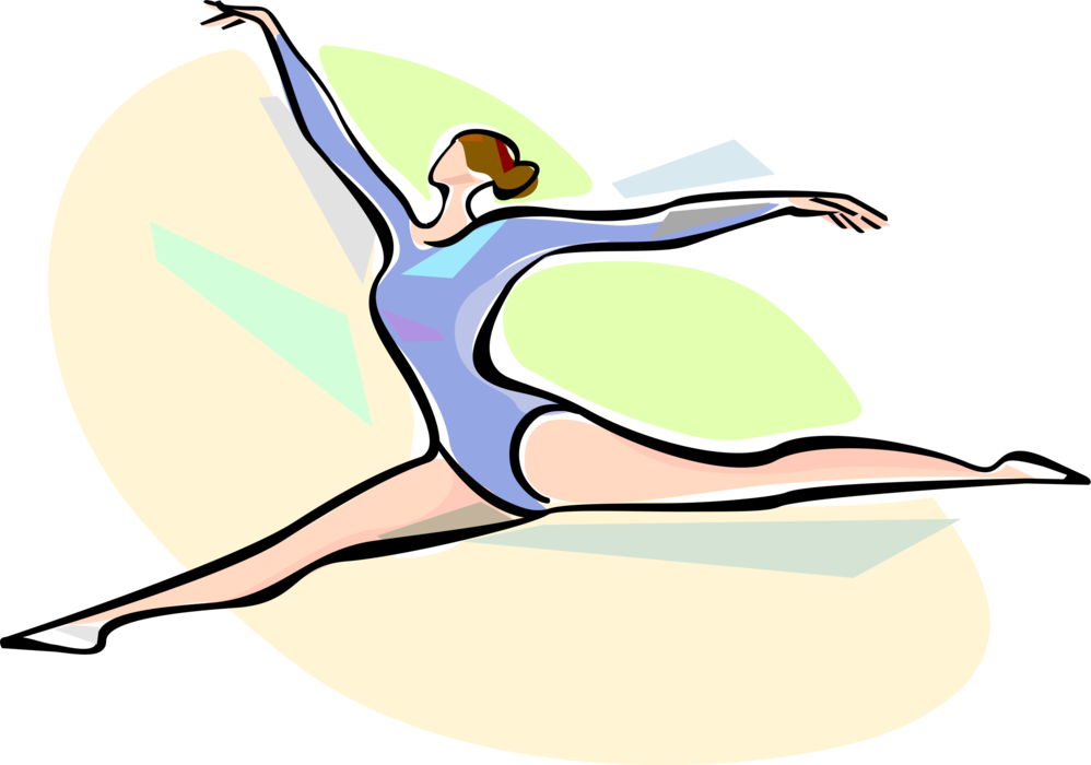 Vector Illustration of Ballerina Ballet Dancer Leaps During Dance Rehearsal