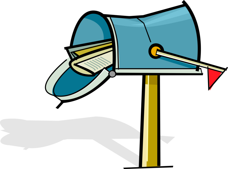 Vector Illustration of Letter Box or Mailbox Receptacle for Incoming Mail with Envelopes