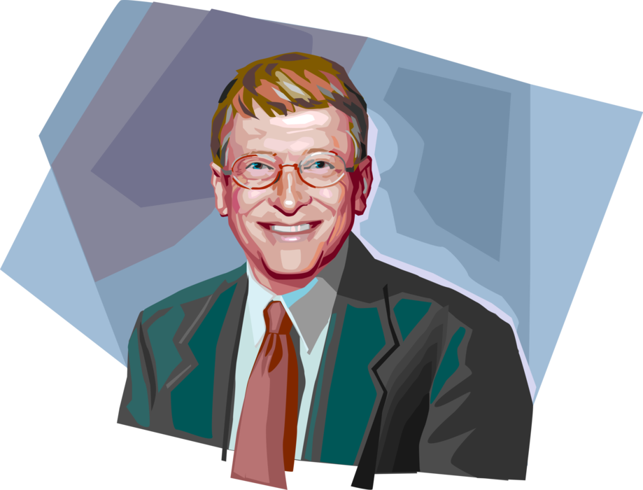 Vector Illustration of Bill Gates American Business Magnate, Investor, Author and Philanthropist Microsoft Founder