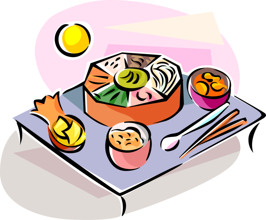 Vector Illustration of South Korea Kimchi Cuisine Food Dishes