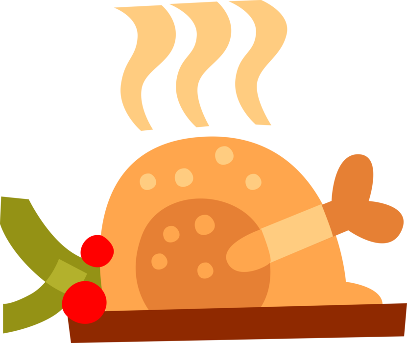 Vector Illustration of Holiday Festive Season Christmas Dinner Roast Poultry Turkey