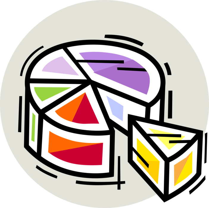 Vector Illustration of Pie Chart Statistical Graphic Divided into Slices to Illustrate Numerical Proportion