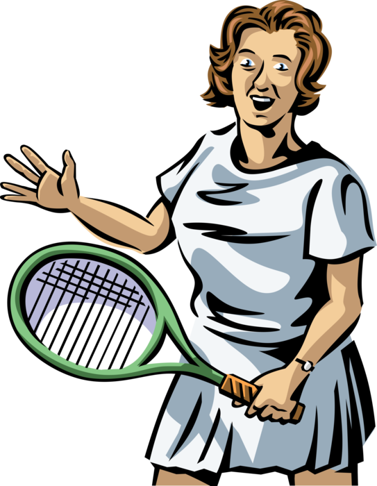Vector Illustration of Retired Elderly Tennis Player Returns Ball with Racket on Tennis Court